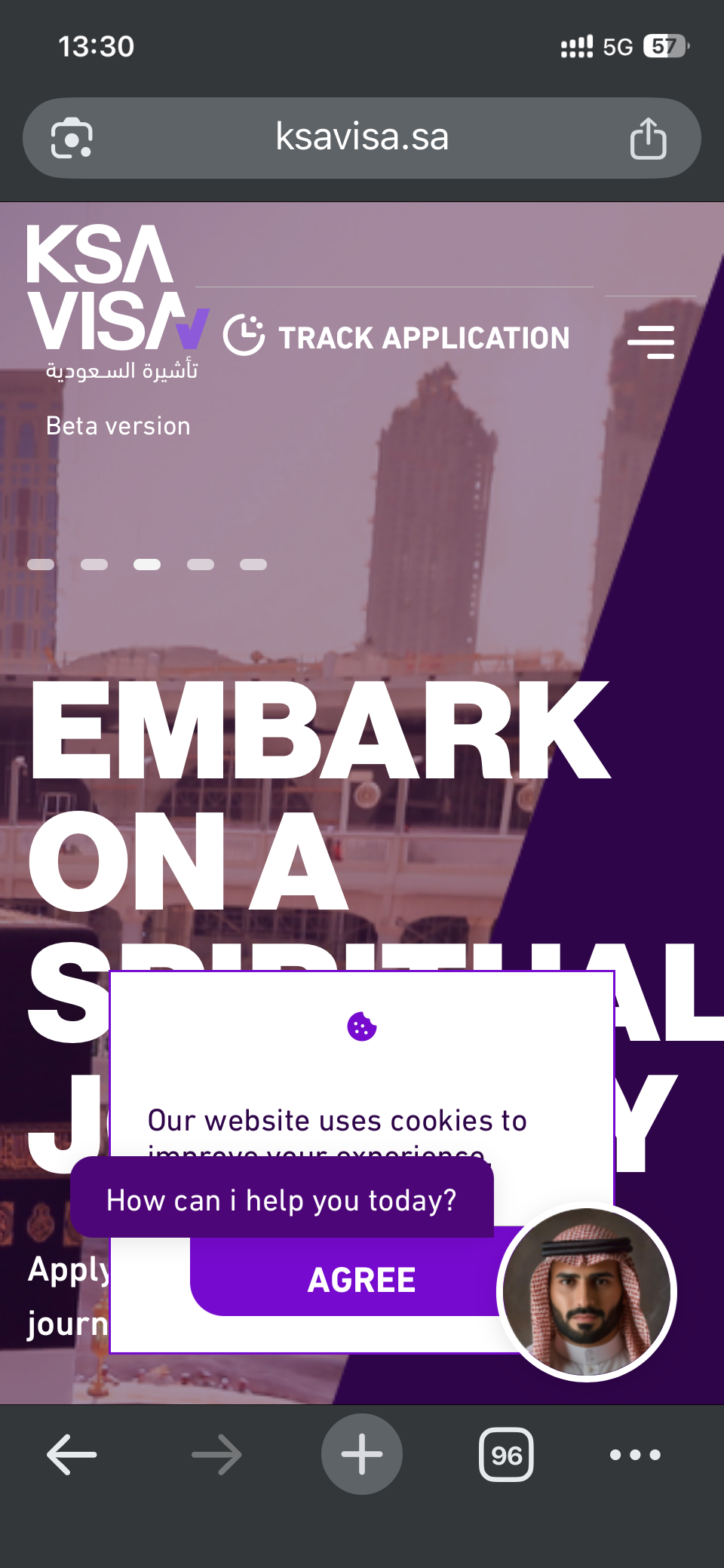 Mobile landing page with stacked cookie banner and AI agent overlay