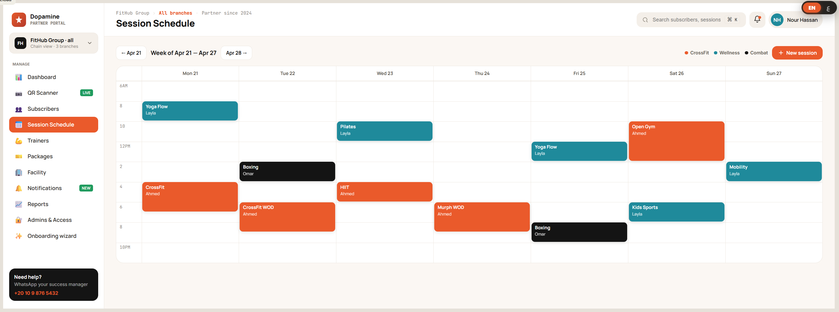 Dopamine partner portal session schedule